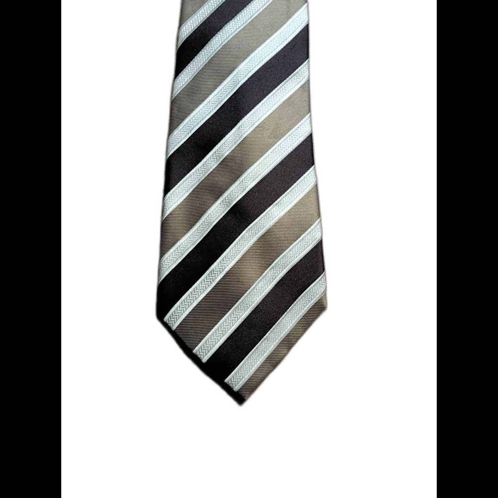 Donald J Trump Brown Black Striped Silk Tie